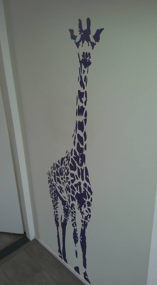 Muursticker giraffe front